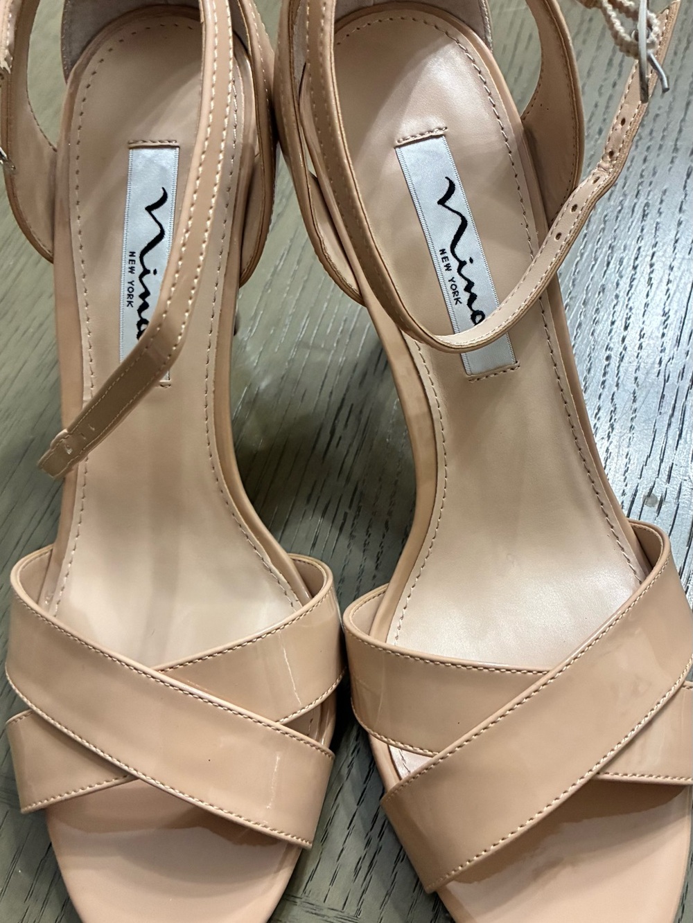 Nina Nude Crisscross Strap Heeled Sandals